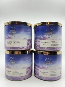 bath and body works (4 Stück) CALMING SKIES LAVENDER PEPPERMINT 3 Docht Kerze Neu! - Bild 1 von 2