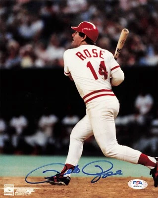 Pete Rose Cincinnati Reds Swung Signed Autograph 8 x 10 Photo PSA DNA - Image 1 of 2