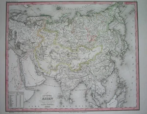 1848 RARE ORIGINAL MAP ASIA RIVER INDIA PERSIA MALAYSIA THAILAND TURKEY KOREA - Picture 1 of 9