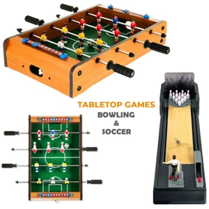 Mini Foosball Table Top Football Soccer Bowling Game Set Kids Family Desktop Toy - Picture 1 of 16