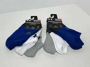 2 x (3 Pair) Under Armour No Show Socks, Women's Size 6-10, Blue Gray White 6 - Picture 1 of 3