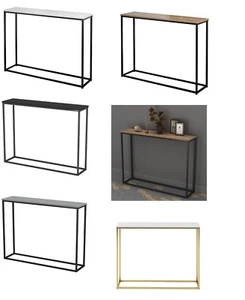 Wooden Console Table with Metal Frame Entryway Living Room Hall Display Shelf - Picture 1 of 8