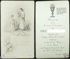 OLD FIRST COMMUNION REMEMBRANCE HOLY CARD YEAR 1949 ANDACHTSBILD SANTINI CC1053 - Imagen 1 de 1