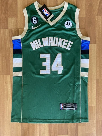 Green Giannis Antetokounmpo Milwaukee Bucks Jersey #34 NWT XL Size Free Shipping Cover