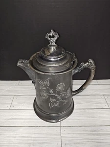 Quadruple Plate New York WR 10 Teapot Pitcher Etched Botanical Design Lidded - Picture 1 of 14