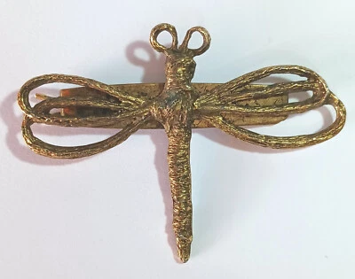 Vintage "Mr. We" Gold-tone Wire Butterfly Hair Barrette / Clip 2.75" x 2" - Image 1 of 4