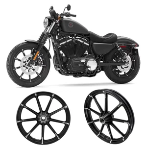 Front Wheel Rim STRAIGHT 19" 2.15 9 Spoke Mag For Harley XL1200 883Iron 16-23 - Foto 1 di 7
