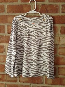 NWT Gymboree Right Meow Ivory Brown Zebra Tiger Print Blouse Shirt Top 6  - Picture 1 of 2