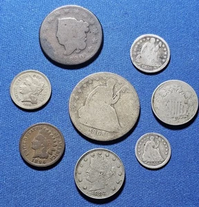 A US Coin Type Lot w/Silver - All 1800s Seated, Three Cent, More! - Picture 1 of 2