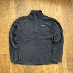 The North Face Men's 1/4 Zip Fleece Pullover Black Teal logo Size Medium - Picture 1 of 11