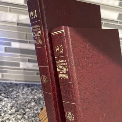 Lot of 2 Britannica Yearbooks of Science and the Future  1973 & 1974 Book VTG - Image 1 of 4