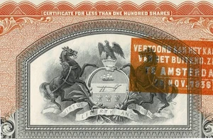 Estampilla holandesa de 20 acciones de Pennsylvania Railroad 9 de noviembre de 1936 - Imagen 1 de 3
