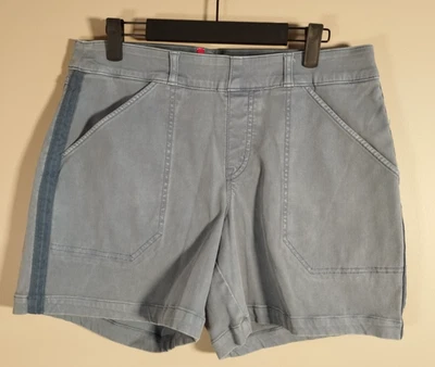 Spanx Women Twill Pull On Stretch Shorts Size L Blue Tummy Control Hiking Spring - Image 1 of 4