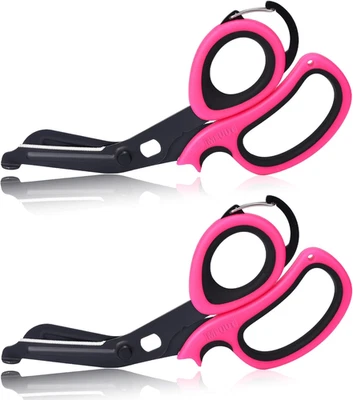 MEUUT 2 Pack Medical Scissors Trauma Shears with Carabiner Design, 7.5" Fluoride