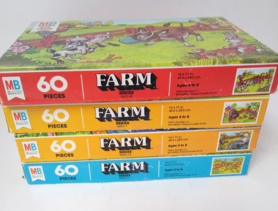 Rompecabezas de colección Milton Bradley 1978 escena de granja, 60 piezas completo - 4 rompecabezas Foto 1 de 4