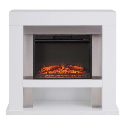 Pemberly Row Modern Engineered Wood Electric Fireplace in White - Imagem 1 de 3