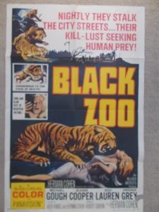 BLACK ZOO ORIGINAL 1963 HORROR ANIMAL TERROR 27"X41" ONE SHEET MOVIE POSTER FAIR - Picture 1 of 7
