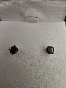 Echte schwarze Diamant Ohrringe massiv 10k Weißgold 1/2 cttw - Bild 1 von 5