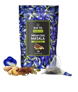 2 X BLUE TEA - Indian Chai Masala Calming Masala Tea | 30 Tea Bags Pack Of 2 FS - Picture 1 of 4