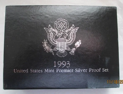 1993 US Mint Silver Premier Proof Set, with Box & COA - Image 1 of 4