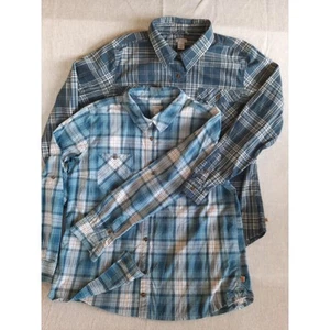 Camisa Carhartt Mujer 2 de XL Cuadros Western Elastizada Botón Manga Larga Bolsillo Verde azulado - Imagen 1 de 8