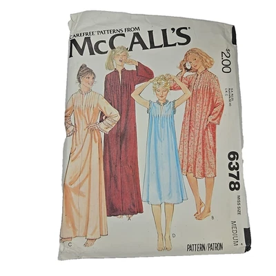 70s McCalls 6378 Misses Nightgown & Robe Pattern Size Medium 14-16 uncut - Image 1 of 3