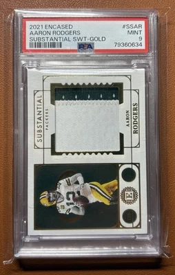 ¡¡Parche usado en el juego Panini 2021 con estuche!! Aaron Rodgers Oro/25 2 Colores PSA 9 Foto 1 de 3