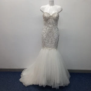 J'adore Mermaid Beaded Wedding Gown UK 8-10 White Strapless RMF17-LJ - Picture 1 of 10