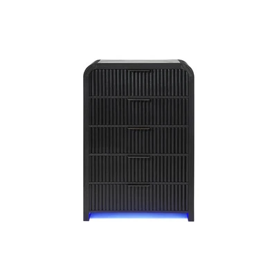 Beverly White & Black Fluted Chest | LED Lighting, Spacious Drawers - Image 1 of 4