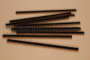 10 BARRETTES SIL SECABLES MALES DROITES 40 POINTS -  AU PAS DE 2,54 mm - Picture 1 of 1