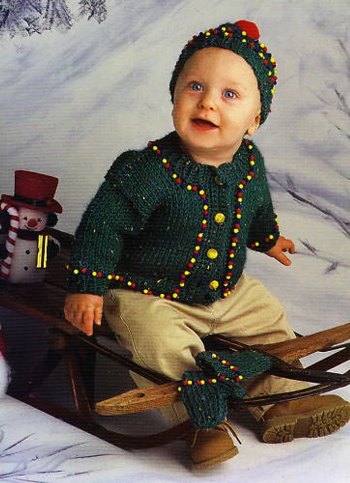 COZY Polka Dot Baby Sweater Set/ Crochet Pattern INSTRUCTIONS ONLY - Image 1 of 1