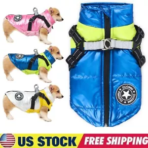 Pet Dog Jacket Coat Chest Strap Harness Vest Puppy Warm Clothes Costume Winter - Picture 1 of 15