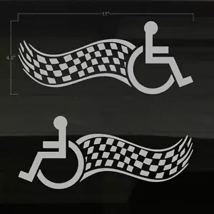 Adesivi decalcomanie disabili bandiera scacchi sedia a rotelle handicap 11" Grafix - Foto 1 di 1