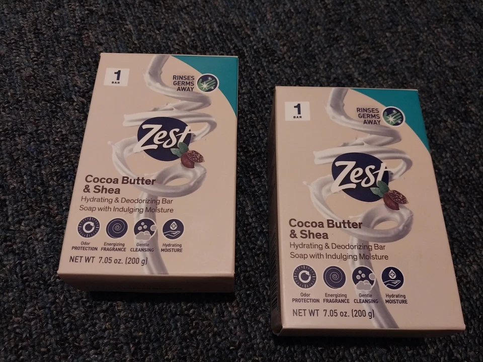  ZEST (7.05 Oz.) 2 Bars !! COCOA BUTTER & SHEA● Hydrating & Deodorizing Soap🫧. - Image 1 of 1