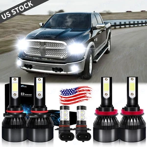 For 2011-2017 RAM 1500 2500 3500 6X LED combo Headlight Kit Hi Lo Beam+Fog Bulbs - Foto 1 di 12