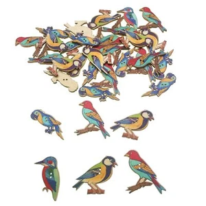100 piezas Botones de madera hechos a mano para pájaros dibujos animados 2 orificios costura - Imagen 1 de 5