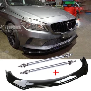 Divisor de labios delantero parachoques delantero para Mercedes Benz Clase A W176 A45 AMG + puntales A+ - Imagen 1 de 14