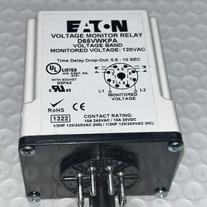 Eaton D65VWKPA Voltage Monitor Relay, Monitored Voltage 120 VAC, New - Picture 1 of 8