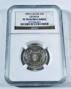 1999 S PROOF SILVER GEORGIA QUARTER NGC PF70 ULTRA CAMEO STATEHOOD 25C - Picture 1 of 1