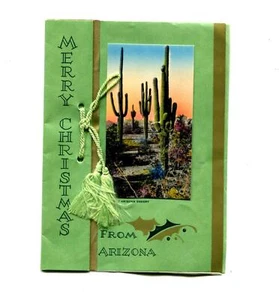 Vintage 1937 Arizona Christmas Card With Envelope & Stamp From Mesa, Arizona - Picture 1 of 4