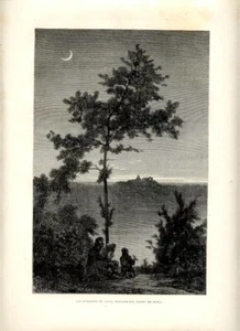 1873 Stampa Antica = LAZIO LAGO ALBANO = Old Print ROME ITALY - Foto 1 di 1