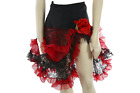 Vintage Curtain Call Costumes Black Red Ruffle Tiered Carnival Dance Skirt XS