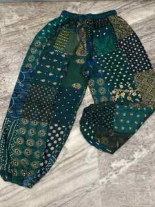 Wide Leg Yoga Trousers Green Patchwork Harem Pants Boho Hippie Harem Pants 1PC - Picture 1 of 4