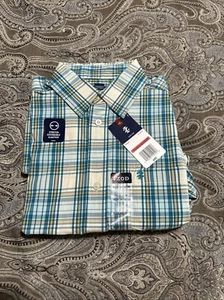 Izod Boys Green & Yellow Plaid Flex Long Sleeve Button Front Shirt - Picture 1 of 3