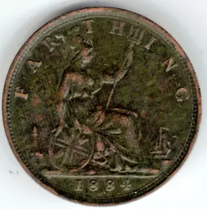 1884 Regno Unito Farthing ~ grado tu ~ vedi la scansione pz f 0 - Foto 1 di 4
