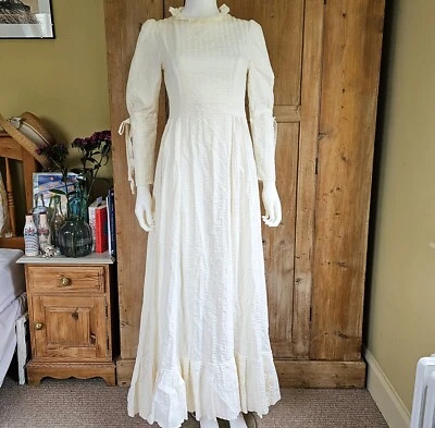 Vintage 1970s Made In Wales victorian Edwardian Regency Bustle Wedding Dress S - Image 1 of 4