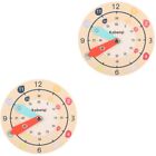  2 Pack Clock Toy Wood Pupils Learning Small Educational Toddler Toys