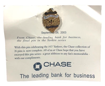 New York Yankees Final Chase SGA Pin on Card 1927 Gold American League 9/26/2003 - Image 1 of 3