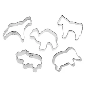 5 Piece Mini Circus Animal Cookie Cutter Set Pink and White ZOO Cookies Metal - Picture 1 of 5