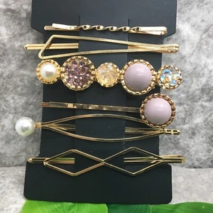 7 PC 2.5” Decorative Hair Clip Pin Bar Barrette Set Acrylic New Free Ship 117 - Picture 1 of 2